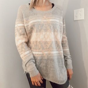 Pink, Gray, and White Pattern Sweater
